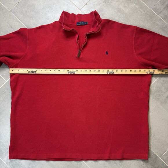 Polo Ralph Lauren Quarter Zip Sweater Mens 3XLT Red Big Tall Cotton Ribbed - Picture 5 of 11